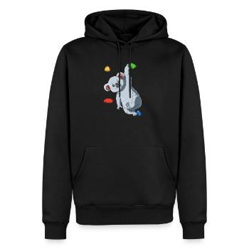 Koala drôle sur le mur d'escalade - Sport d'escalade - Sweat à capuche Premium bio Homme - noir - Devant - Nico (187cm)