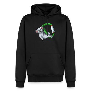 Koala drôle sur un mousqueton - escalade - Sweat à capuche Premium bio Homme - noir - Devant - Nico (187cm)