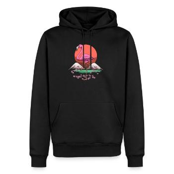Japanischer Flamingo mit roter Sonne und Blumen - Männer Premium Bio Hoodie - Schwarz - Vorne - Nico (187cm)