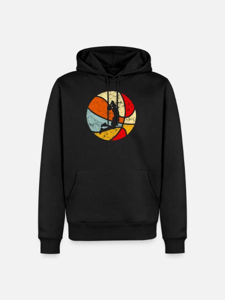 Koszykówka retro w stylu vintage - Ekologiczna męska bluza z kapturem Premium - czarny