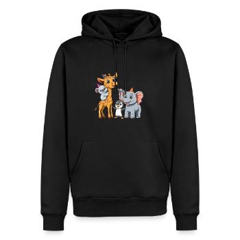 Fête d'anniversaire pour enfants mignons et zoo - Sweat à capuche Premium bio Homme - noir - Devant - Nico (187cm)