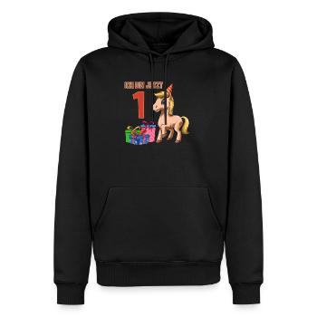 Enfants et chevaux doux 1er anniversaire - Sweat à capuche Premium bio Homme - noir - Devant - Nico (187cm)