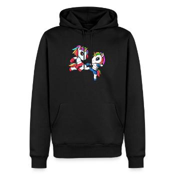 Drôles de licornes Muay Thai - Licornes Kickboxing - Sweat à capuche Premium bio Homme - noir - Devant - Nico (187cm)