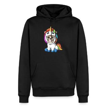 Squelette sarcastique en costume de licorne - parodie - Sweat à capuche Premium bio Homme - noir - Devant - Nico (187cm)