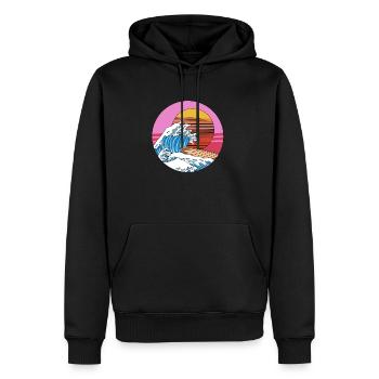 Retro Kanagawa Big Wave Japan - Männer Premium Bio Hoodie - Schwarz - Vorne - Nico (187cm)