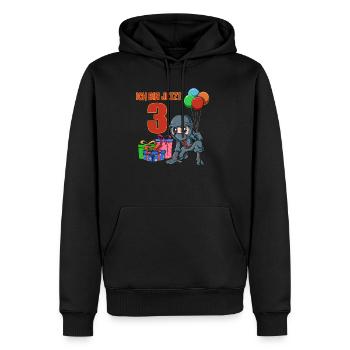 Anniversaire d'enfants ninja - 3 ans d'anniversaire d'enfants - Sweat à capuche Premium bio Homme - noir - Devant - Nico (187cm)