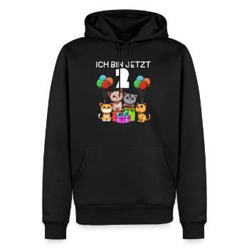 Fête des chats drôles - 2e anniversaire de l'enfant - Sweat à capuche Premium bio Homme - noir - Devant - Nico (187cm)