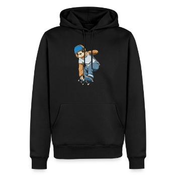 Paresseux sur planche à roulettes - paresseux patineur - Sweat à capuche Premium bio Homme - noir - Devant - Nico (187cm)