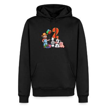 Bauer und Farmtiere - 2 Jahre Kindergeburtstag - Männer Premium Bio Hoodie - Schwarz - Vorne - Nico (187cm)