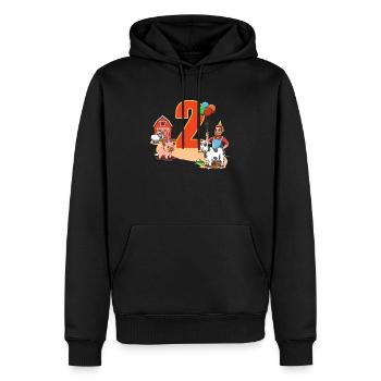 Ferme et animaux - 2 ans pour les enfants - Sweat à capuche Premium bio Homme - noir - Devant - Nico (187cm)