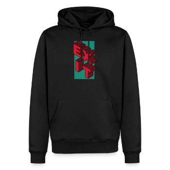 Exit - take the exit - in red - Men’s Premium Organic Hoodie - black - Front - Nico (187cm)