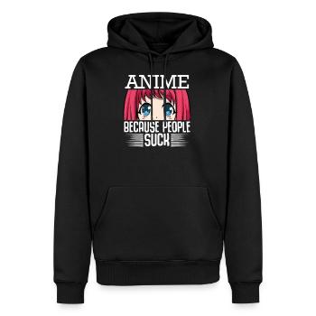 Anime Parce que les gens sucent Baka Kawaii Senpai Manga - Sweat à capuche Premium bio Homme - noir - Devant - Nico (187cm)