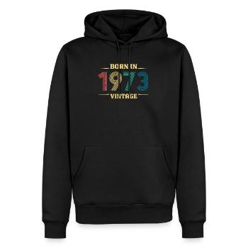 Birthday BORN IN 1973 VINTAGE - Men’s Premium Organic Hoodie - black - Front - Nico (187cm)