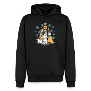 Drôle arbre de Noël chats amour doux cadeau - Sweat à capuche Premium bio Homme - noir - Devant - Nico (187cm)