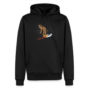 Sloth on Ski - Lustiges Ski Faultier - Männer Premium Bio Hoodie - Schwarz - Vorne - Nico (187cm)