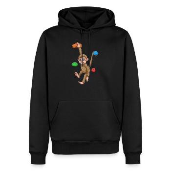 Boulder Monkey - Süßer Kletteraffe - Männer Premium Bio Hoodie - Schwarz - Vorne - Nico (187cm)