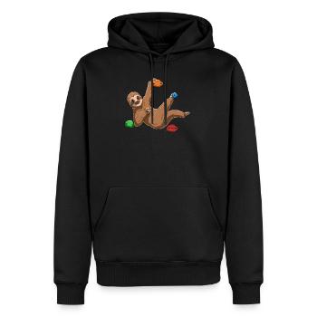 Funny Boulder Sloth - paresse sur le mur d'escalade - Sweat à capuche Premium bio Homme - noir - Devant - Nico (187cm)