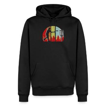Vintage Retro Disc-Golf - Retro Flying Disc - Sweat à capuche Premium bio Homme - noir - Devant - Nico (187cm)