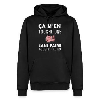 Ça m'en touche une, humour phrase culte marrante - Sweat à capuche Premium bio Homme - noir - Devant - Nico (187cm)