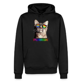Purride Cat LGBT Gay Pride Parade Rainbow - Sweat à capuche Premium bio Homme - noir - Devant - Nico (187cm)