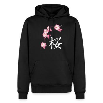 Sakura Fest Cherry Blossoms Cherry Blossoms japonais - Sweat à capuche Premium bio Homme - noir - Devant - Nico (187cm)