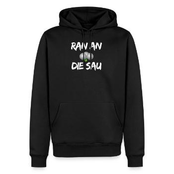 Ran an die Sau Boule Petanque Geschenk - Männer Premium Bio Hoodie - Schwarz - Vorne - Nico (187cm)
