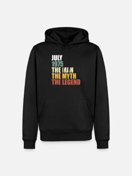 Juillet 1975 - Man Myth Legend Retro - Sweat à capuche Premium bio Homme - noir