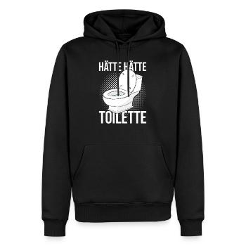 Hätte Hätte Toilette - Männer Premium Bio Hoodie - Schwarz - Vorne - Nico (187cm)