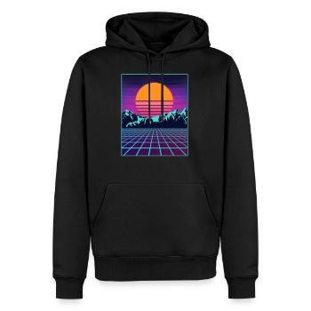 Rétro style des années 80 Vaporwave esthétique Outrun - Sweat à capuche Premium bio Homme - noir - Devant - Nico (187cm)