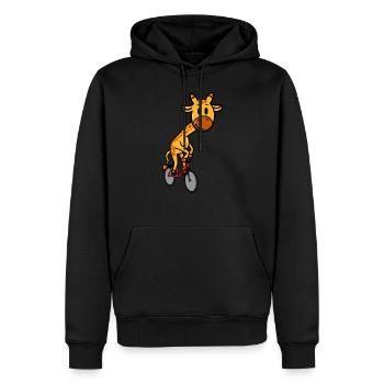 Girafe à vélo - Sweat à capuche Premium bio Homme - noir - Devant - Nico (187cm)