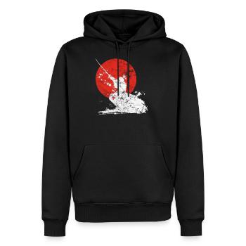 Japanese samurai warrior retro japan sun - Men’s Premium Organic Hoodie - black - Front - Nico (187cm)
