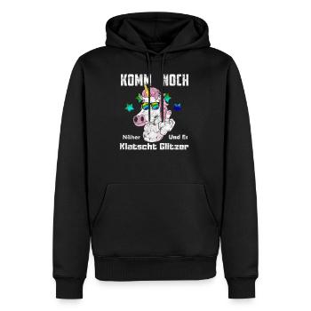 Es Klatscht Glitzer Mittelfinger - Männer Premium Bio Hoodie - Schwarz - Vorne - Nico (187cm)
