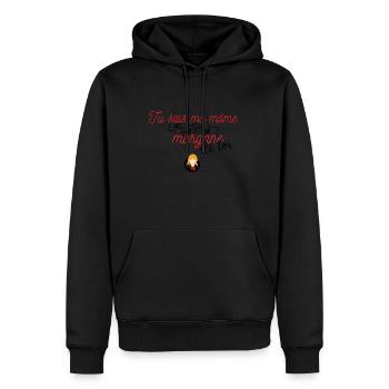 Tu sais ma môme que je suis morgane de toi - Sweat à capuche Premium bio Homme - noir - Devant - Nico (187cm)