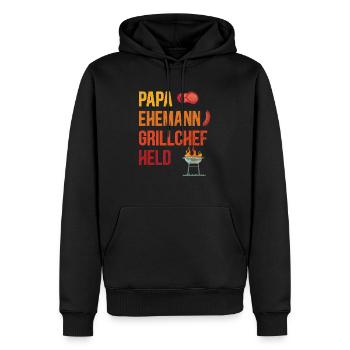 Papa Ehemann Grillchef Held - Grill Party Barbecue - Männer Premium Bio Hoodie - Schwarz - Vorne - Nico (187cm)