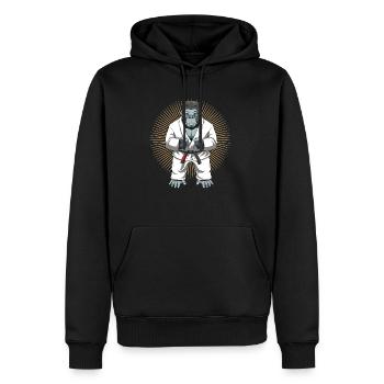 Gorilla im BJJ Gi - Jiu Jitsu - Männer Premium Bio Hoodie - Schwarz - Vorne - Nico (187cm)