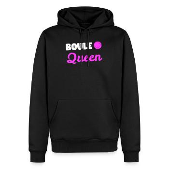 Boule Queen Boules joueur bocce cadeau - Sweat à capuche Premium bio Homme - noir - Devant - Nico (187cm)