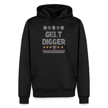 Funny Gelt Digger Chanukah Hanukkah Gold Digger Gi - Men’s Premium Organic Hoodie - black - Front - Nico (187cm)