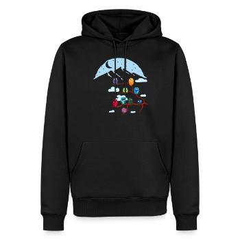Conception graphique de paysages de montagne « Owl Conference » - Sweat à capuche Premium bio Homme - noir - Devant - Nico (187cm)