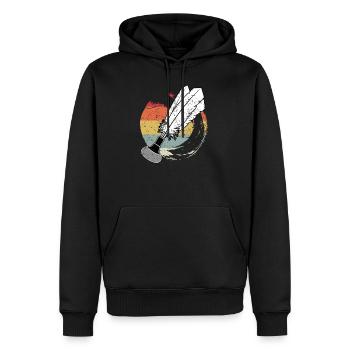 Indiaca Volleyball Retro Trend Sport Amérique du Sud - Sweat à capuche Premium bio Homme - noir - Devant - Nico (187cm)