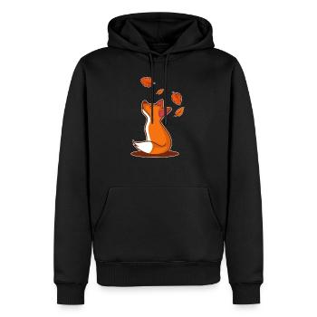 Cadeau de fan d'automne de feuille de renard nature - Sweat à capuche Premium bio Homme - noir - Devant - Nico (187cm)