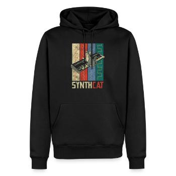 Rétro Synthétiseur chat - Sweat à capuche Premium bio Homme - noir - Devant - Nico (187cm)