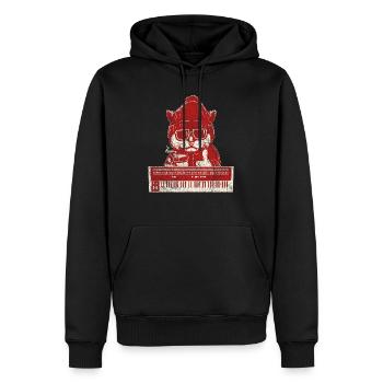 Coole Synthesizer Kaffee Katze - Männer Premium Bio Hoodie - Schwarz - Vorne - Nico (187cm)
