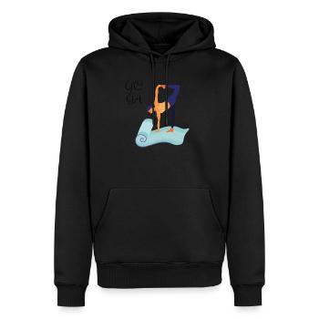 YOGA - Männer Premium Bio Hoodie - Schwarz - Vorne - Nico (187cm)
