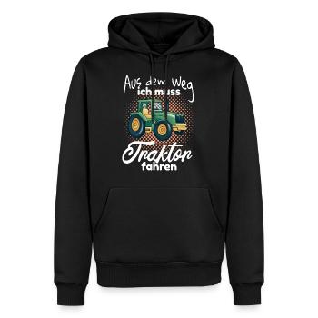 Kinder Traktor fahren Spruch - Männer Premium Bio Hoodie - Schwarz - Vorne - Nico (187cm)