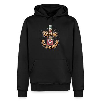Frites de restauration rapide ketchup drôles disant cadeau - Sweat à capuche Premium bio Homme - noir - Devant - Nico (187cm)