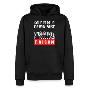Ébéniste cadeau drôle - Sweat à capuche Premium bio Homme - noir - Devant - Nico (187cm)