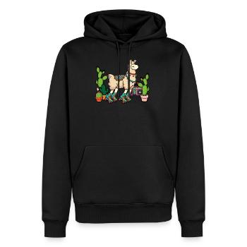 Llama Disco Roller Cactus - Männer Premium Bio Hoodie - Schwarz - Vorne - Nico (187cm)