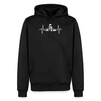 Cadeau de ligne de battement de coeur de course de kart kart kart - Sweat à capuche Premium bio Homme - noir - Devant - Nico (187cm)