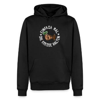 Einfach mal die Kresse halten - Männer Premium Bio Hoodie - Schwarz - Vorne - Nico (187cm)