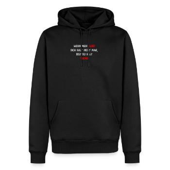 Wenn mein Hund dich halt nicht mag, bist du kacke - Männer Premium Bio Hoodie - Schwarz - Vorne - Nico (187cm)